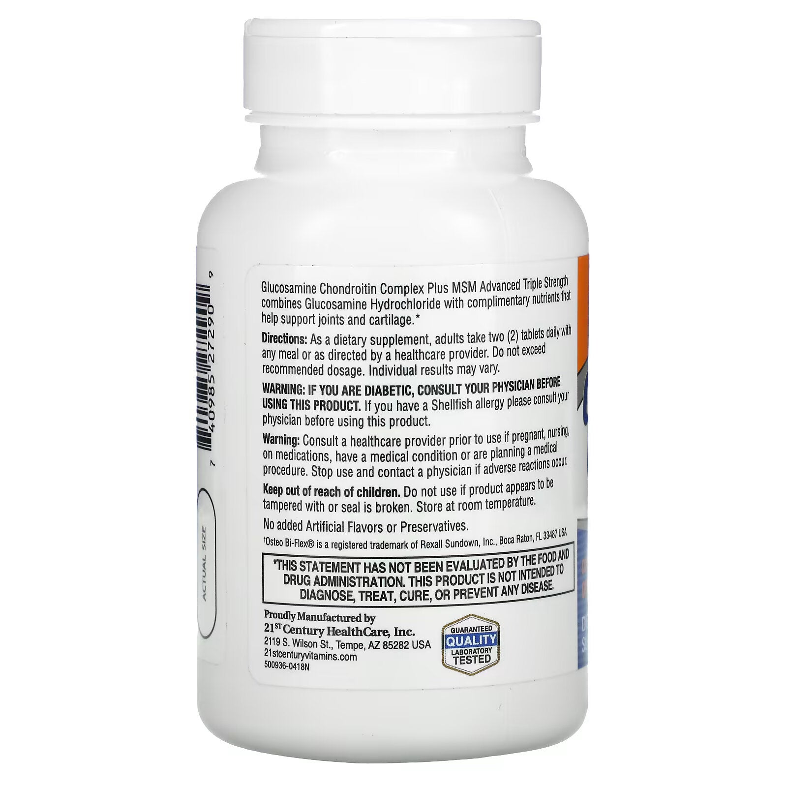 21st Century, Glucosamine Chondroitin Complex with MSM, Advanced Triple Strength, 80 Tablets