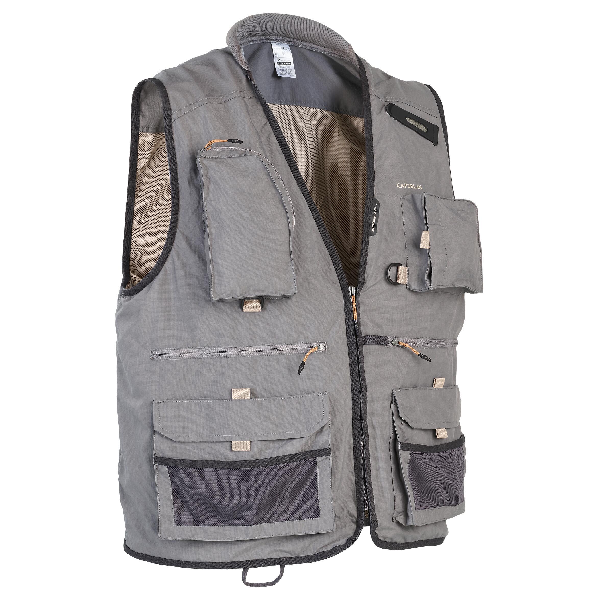 Fishing vest 500 gray CAPERLAN, gray granite