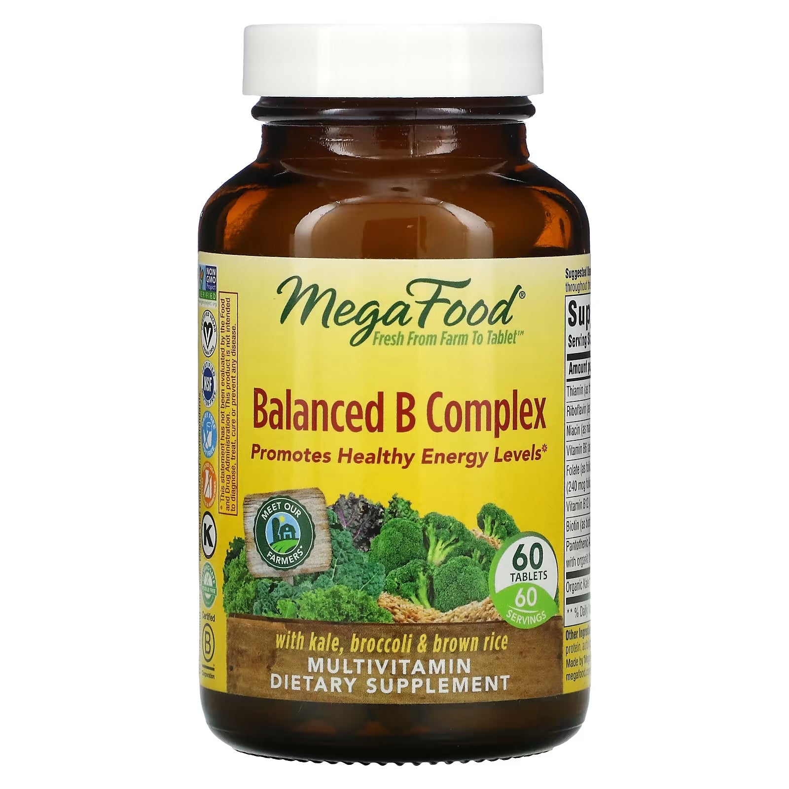 Balanced Vitamin B Complex MegaFood, 60 tablets