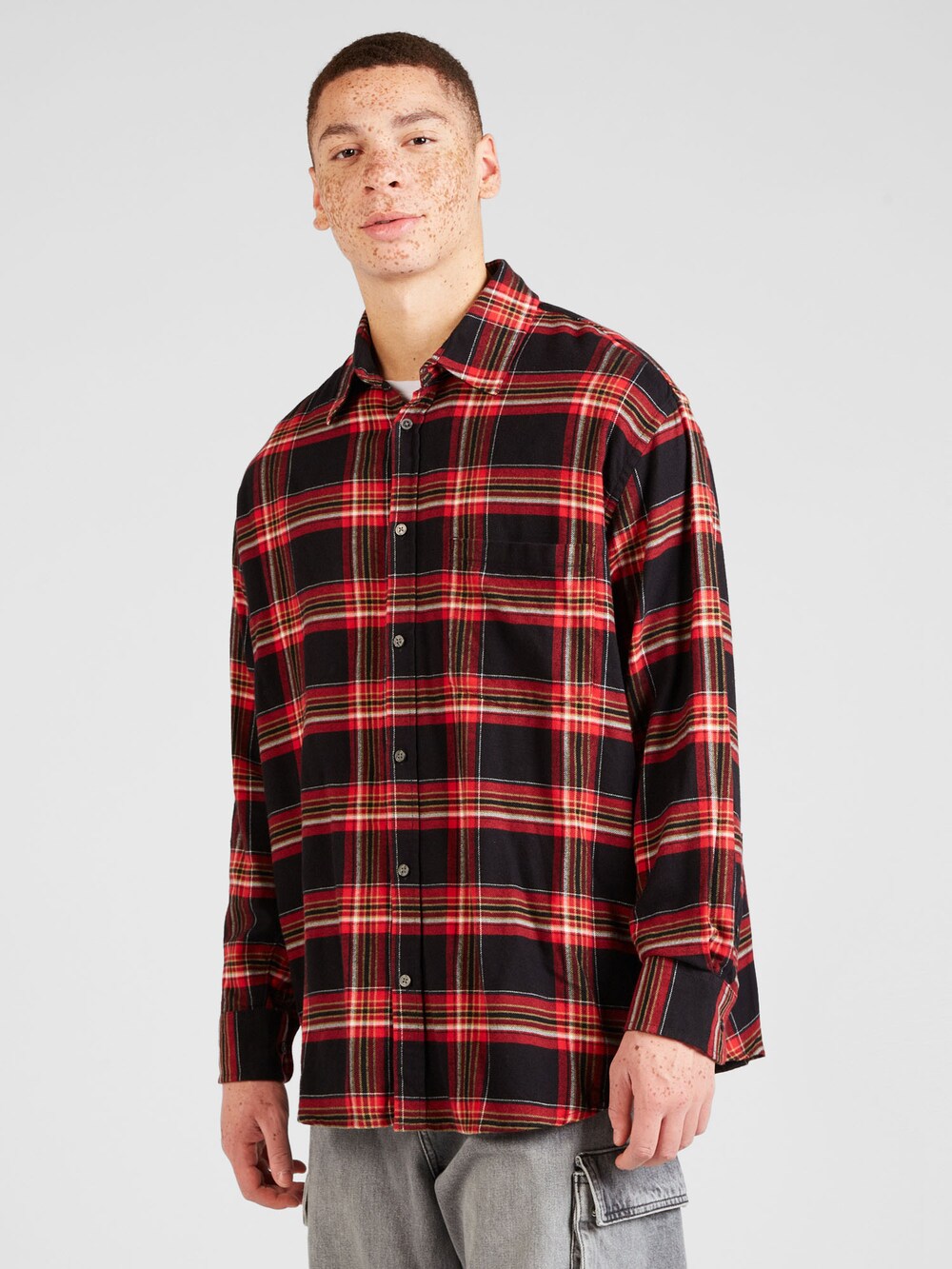 Weekday Comfortable Button-Up Shirt, Red