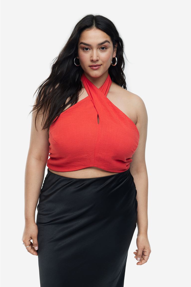 H&M Halter Neck Crop Top, Red