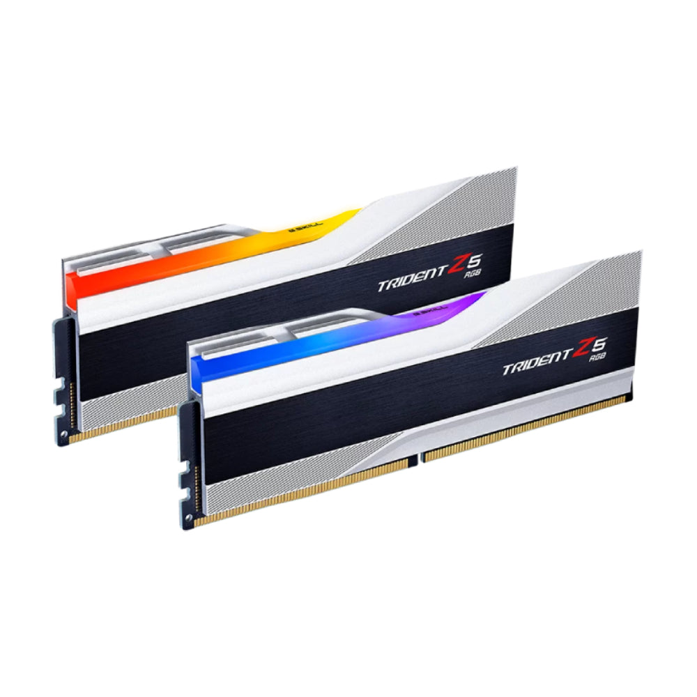 ذاكرة الوصول العشوائي G KILL Trident Z5 RGB، 32 جيجابايت DDR5 (2x16 جيجابايت)، 7200 ميجا هرتز، CL34، F5-7200J3445G16GX2-TZ5RS فضية