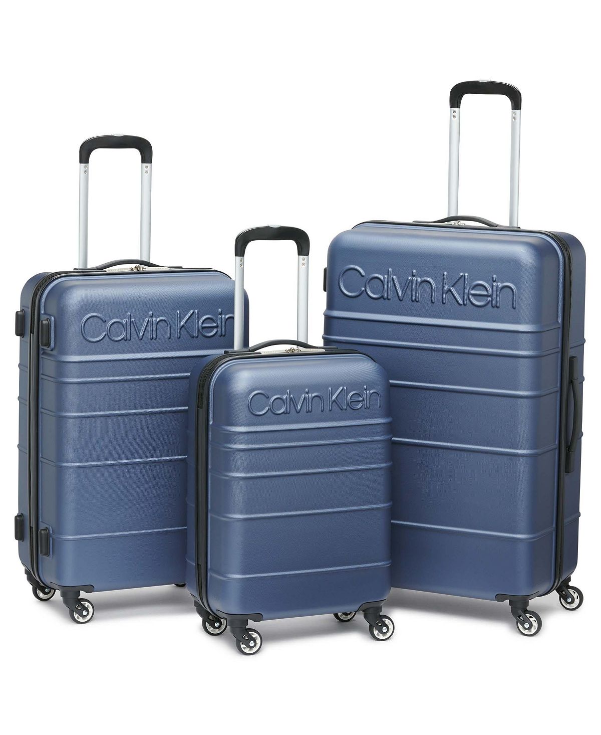 fillmore 3 piece calvin klein hard side suitcase set blue