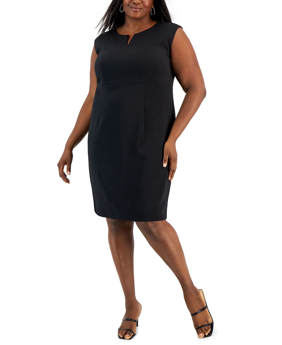 Plus size sleeveless sheath dress Kasper, black