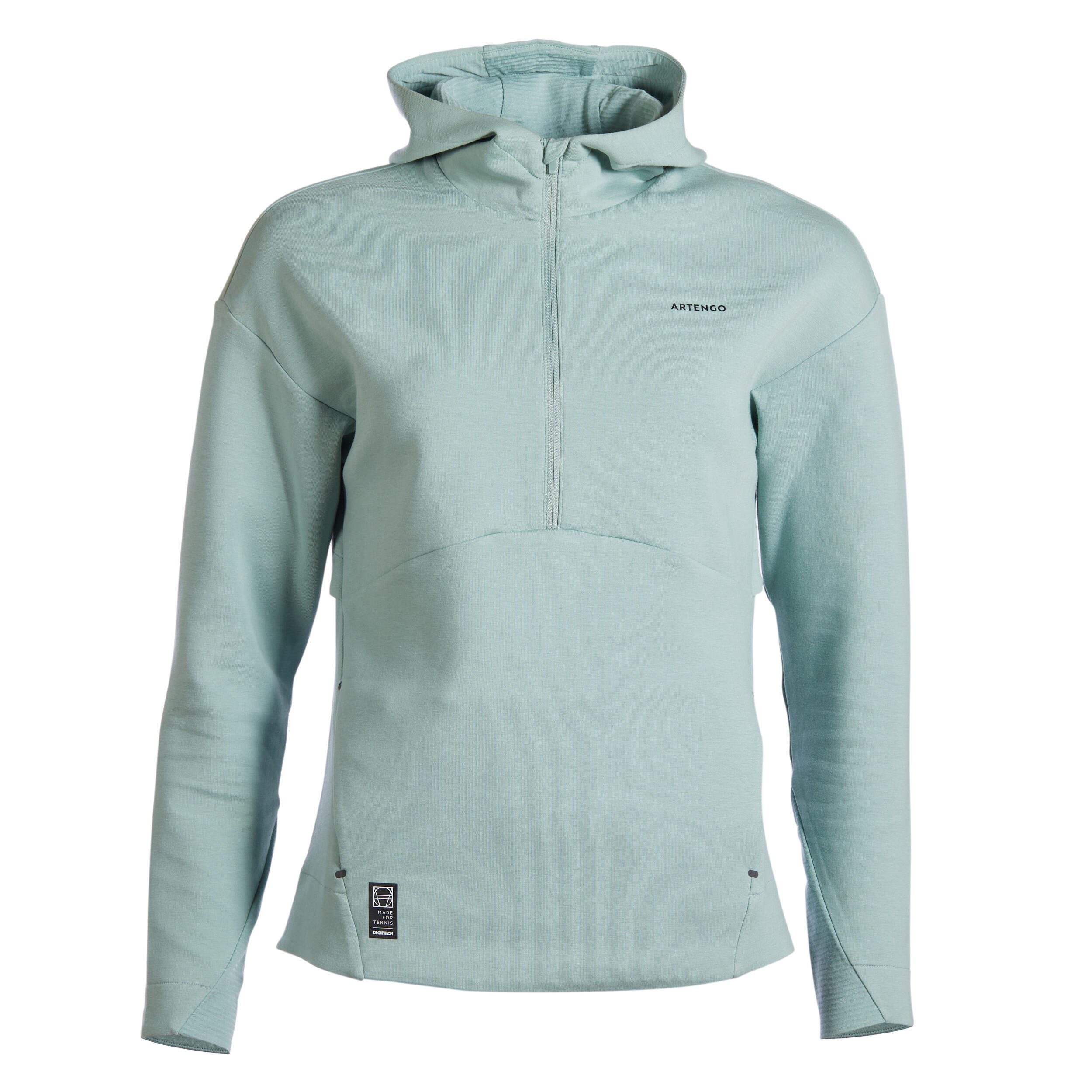 Women's tennis sweatshirt with hood - Dry 900 gray-green ARTENGO, gray-green