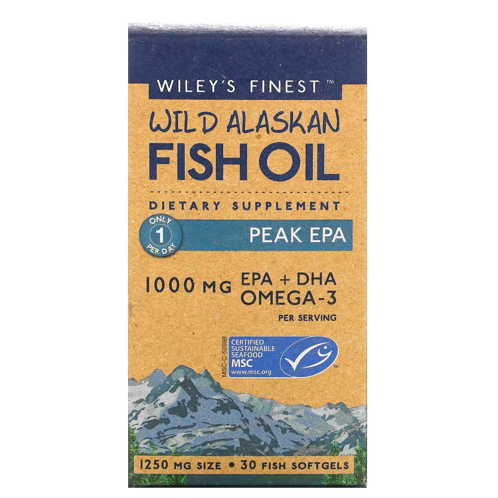 Wiley's Finest, Wild Alaskan Fish Oil, Peak EPA, 1000 mg, 30 Fish Capsules