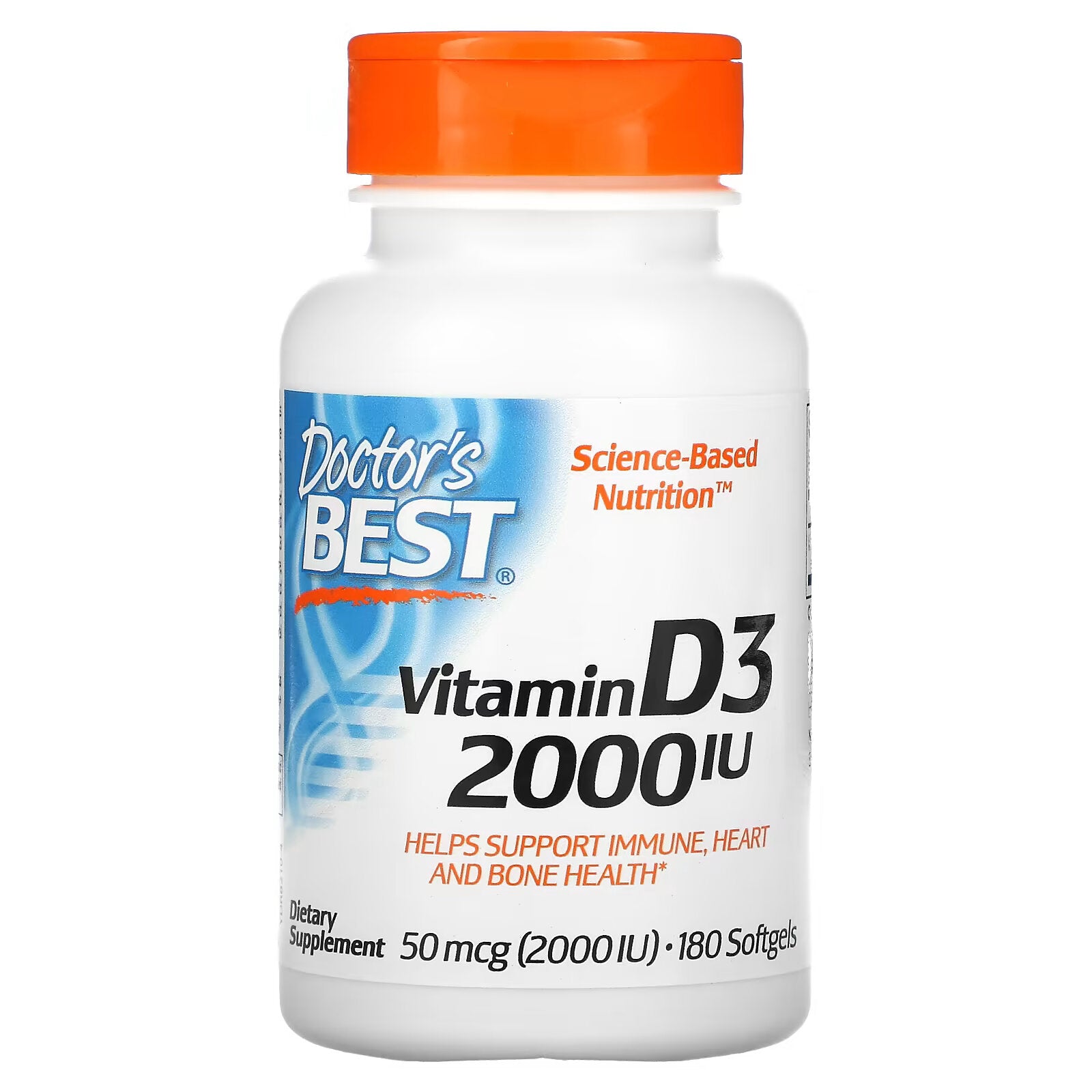 Doctor's Best vitamin D3 50 mcg (2000 IU), 180 capsules