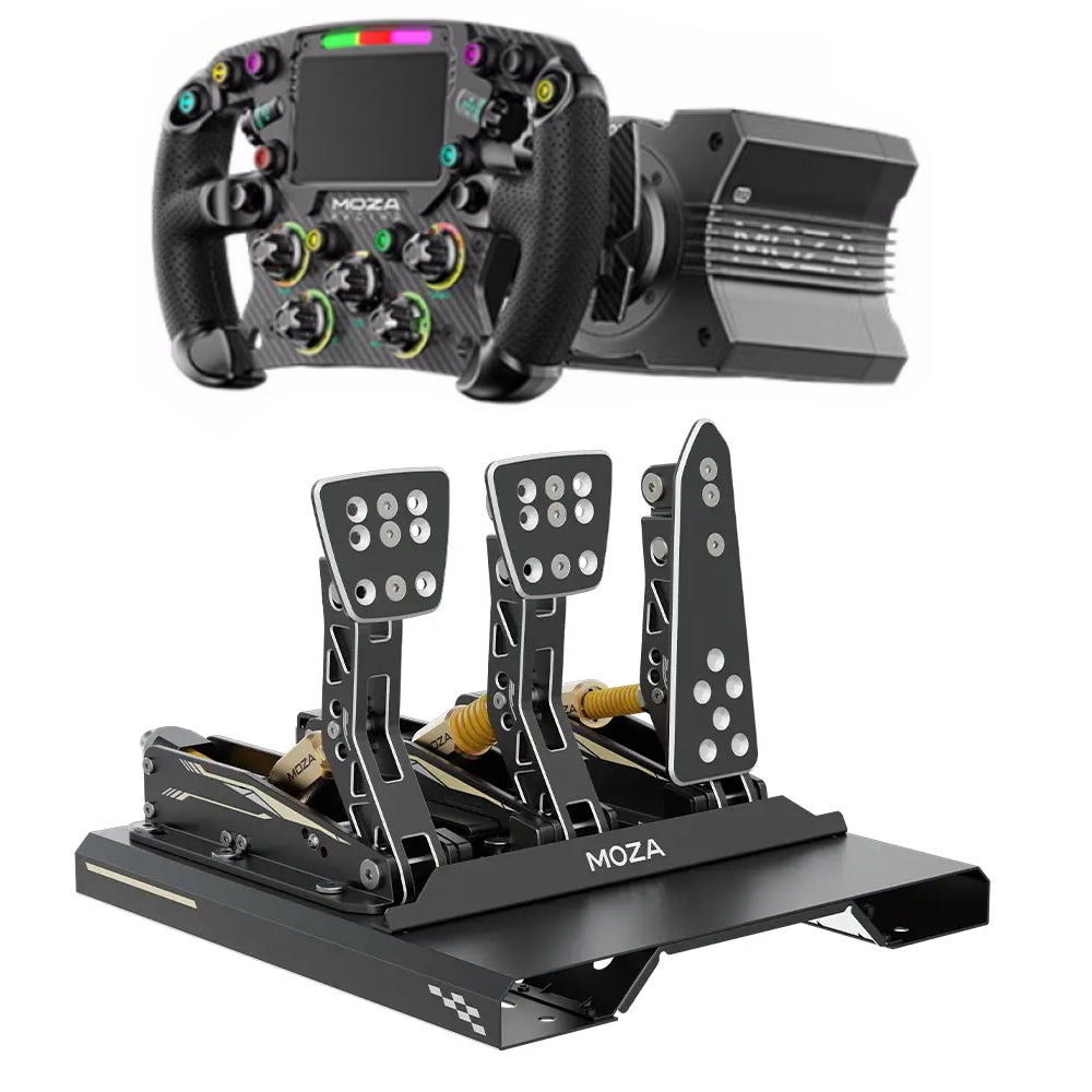 Moza R12 steering wheel, steering wheel base + FSR Formula steering wheel + 3 CRP pedals, black