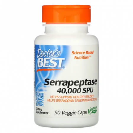 Serrapeptase Best, Doctor's Best, 40,000 SPU, 90 Vegetarian Capsules