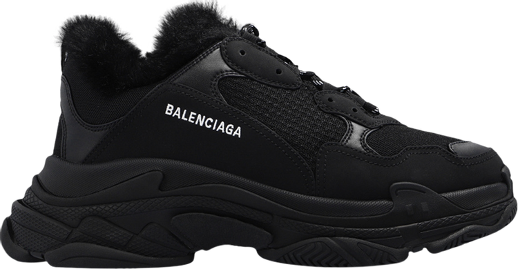 حذاء رياضي Balenciaga Triple S من الفرو الصناعي - أسود