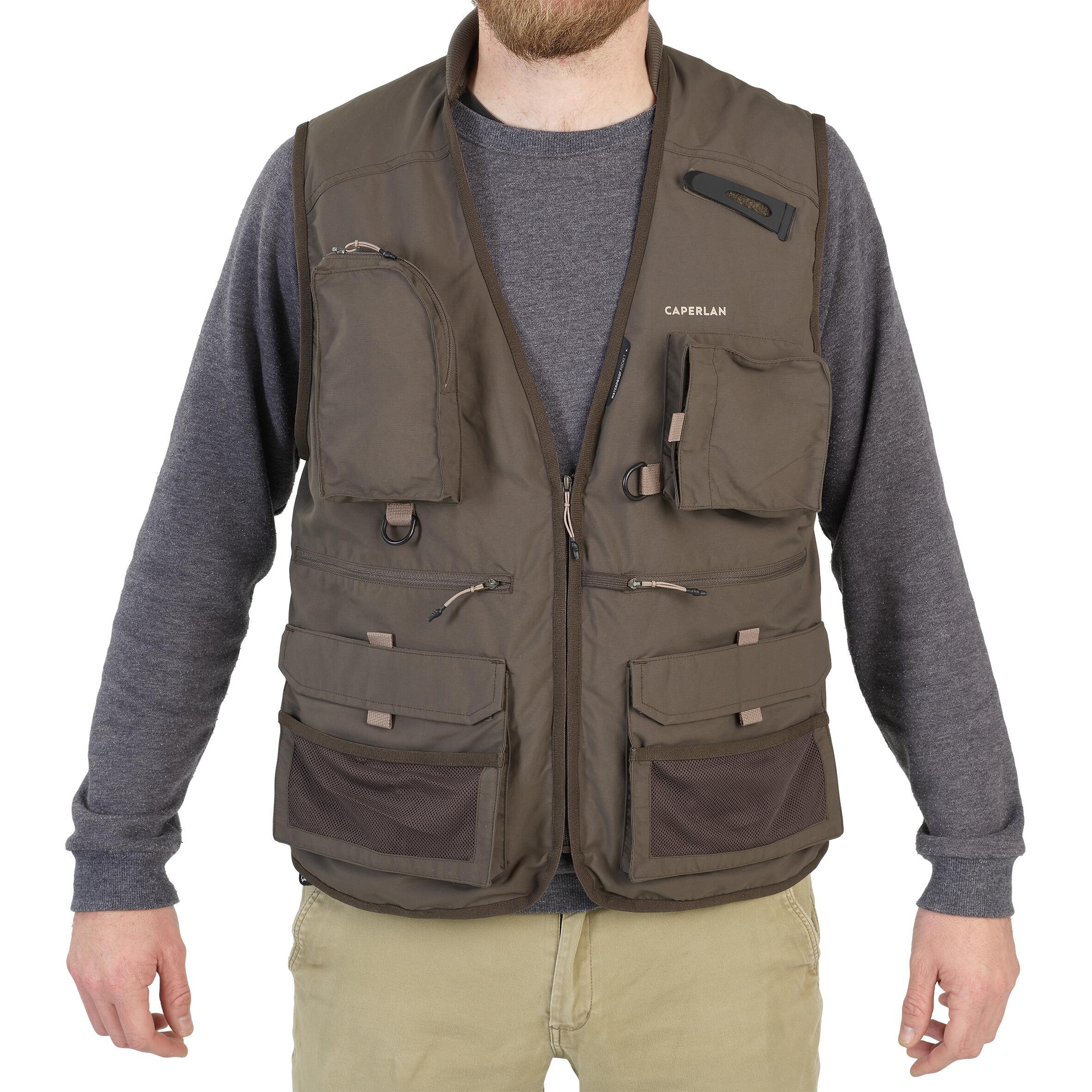 Fishing vest 500 khaki CAPERLAN, khaki black