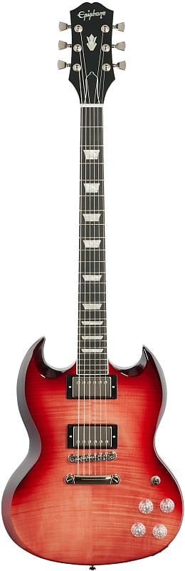 جيتار كهربائي Epiphone SG بتصميم عصري، أحمر شفاف