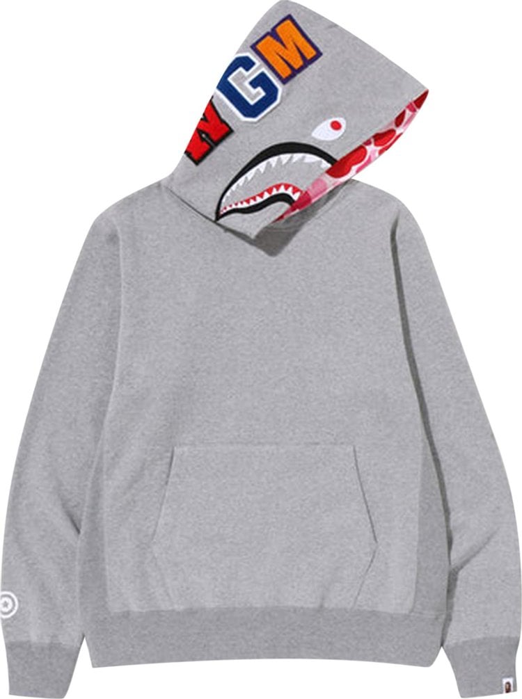 بلوزة بغطاء رأس من BAPE Shark باللون الرمادي