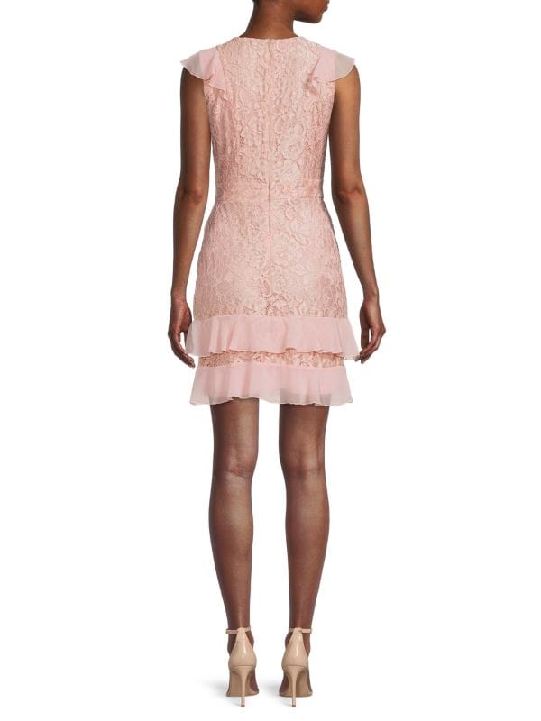 Sam Edelman Blush Tiered Lace Mini Dress