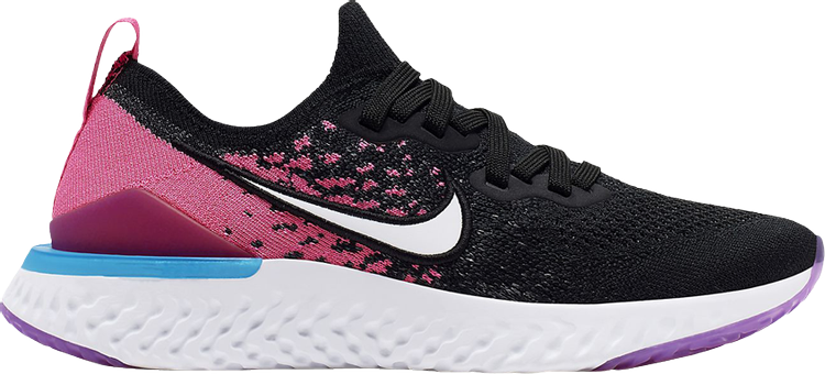 حذاء Nike Epic React Flyknit 2 GS 'Black Pink Blast' باللون الوردي