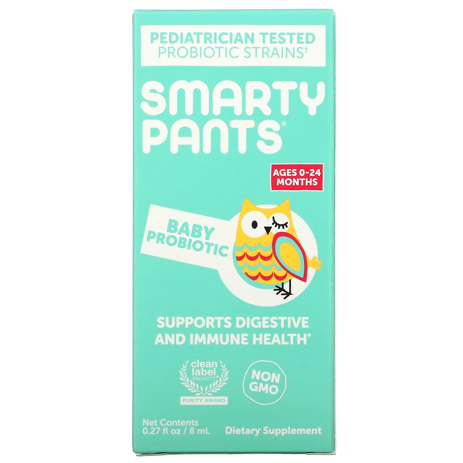 Baby Probiotic, 0-24 Months, Plain, 8 ml (0.27 fl oz) SmartyPants