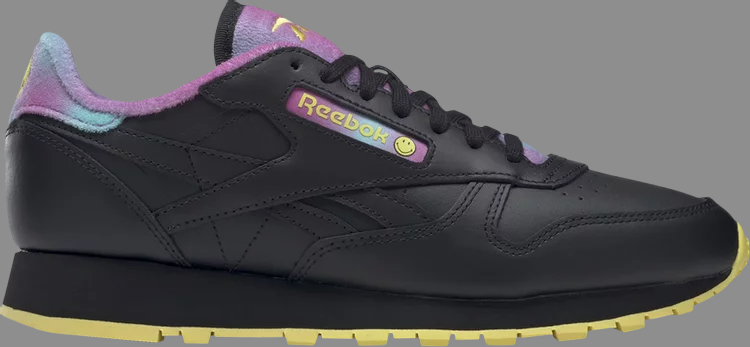 حذاء رياضي Smiley x classic leather '50th Anniversary - أسود' من Reebok، أسود