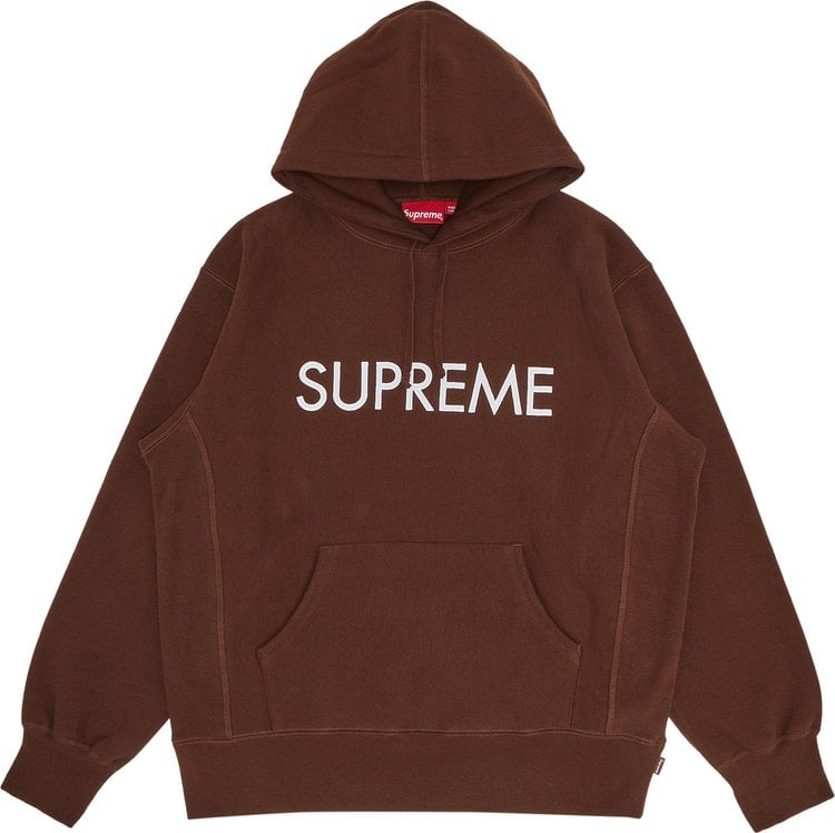 Supreme Capital Hooded Sweatshirt 'Dark Brown', brown