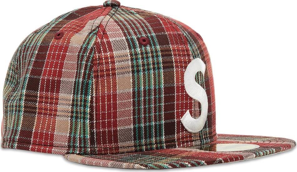 Supreme Metallic Plaid S Logo New Era Baseball Cap, Red