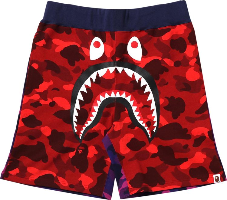 شورت رياضي من BAPE Crazy Camo Shark باللون الأحمر، أحمر