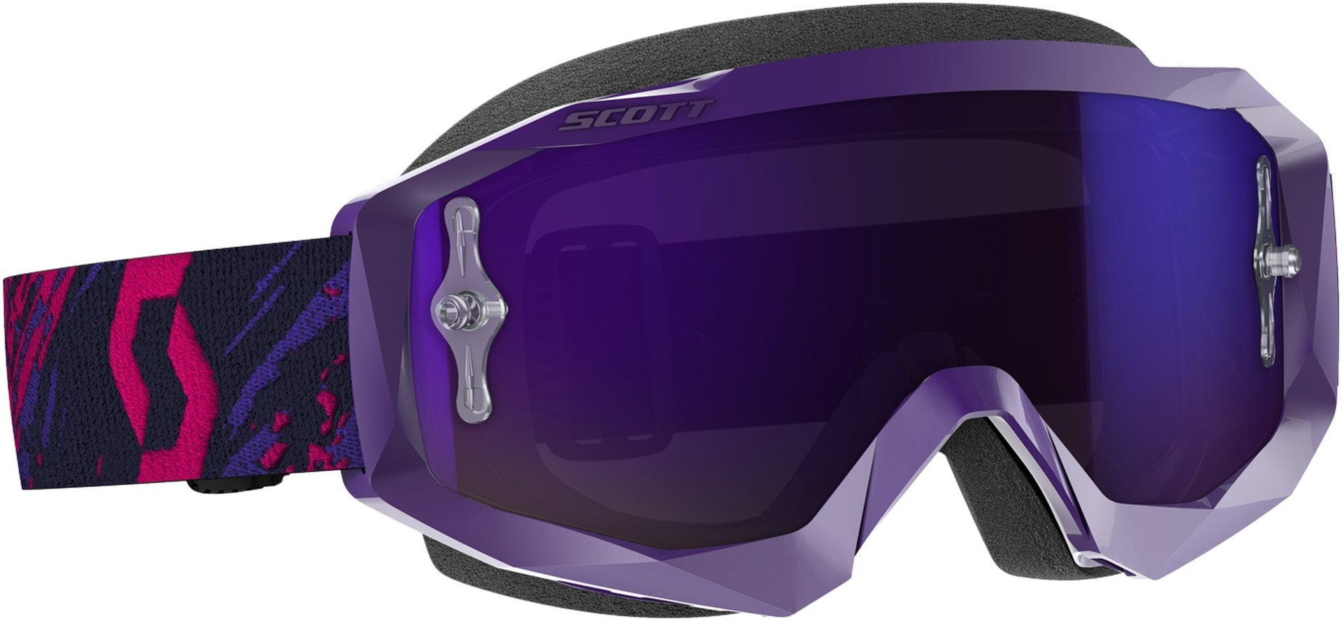 Scott Hustle X Chrome Motorcycle Goggles with Logo, Purple