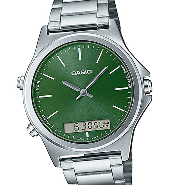 Casio Dress Classic Business Analog-Digital Watch 'Silver Green', green