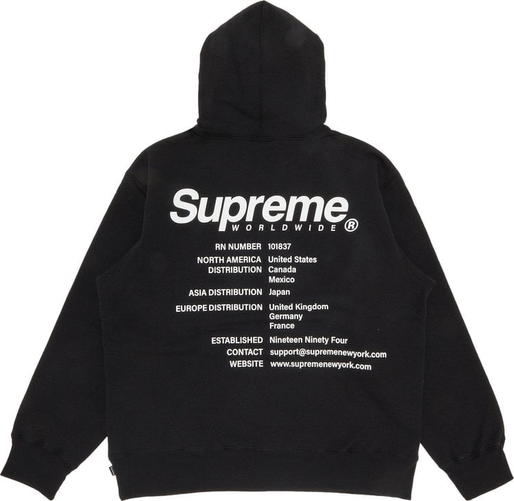 سويت شيرت Supreme Worldwide بغطاء رأس "أسود"