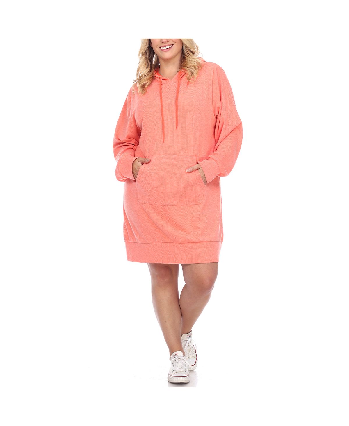 Women's Plus Size Hoodie Dress White Mark