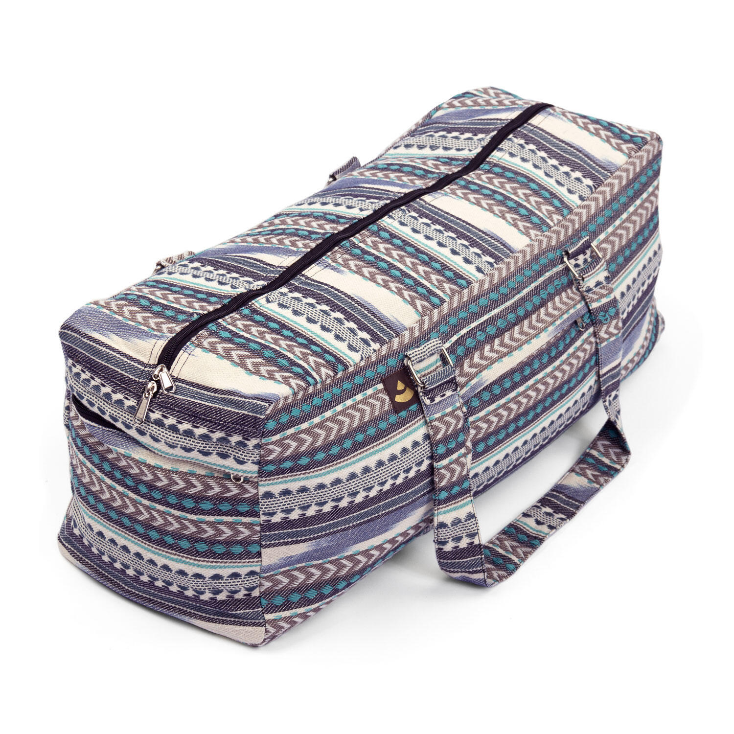 ETHNO Collection: Yoga bag, Ikat woven fabric, black pattern white and blue BODHI, black