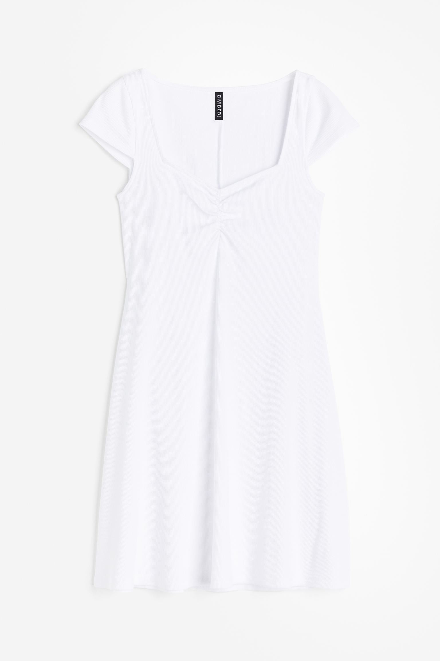 H&M Cap-sleeved Jersey dress, white