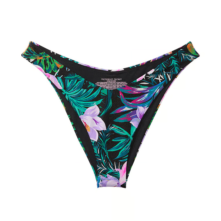 Victoria's Secret Swim Mix & Match Brazilian Smooth Bikini Bottom, Black Tropical