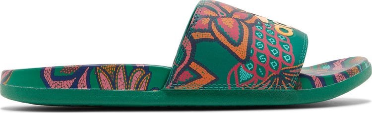 صندل أديداس Wmns Adilette Comfort Slide 'Floral - Bold Green'، أخضر