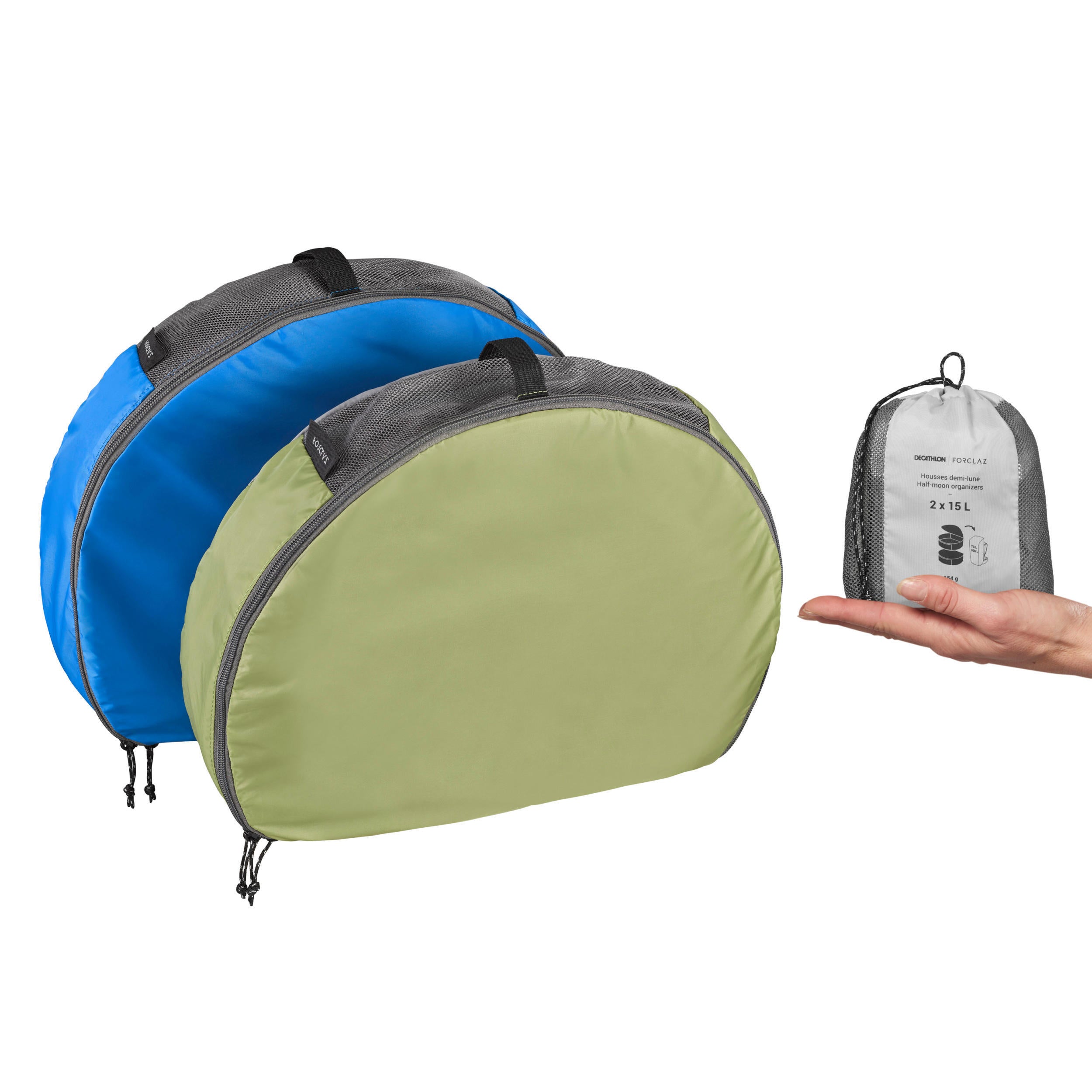 Set of storage covers Forclaz 15 l, 2 pcs, green/blue