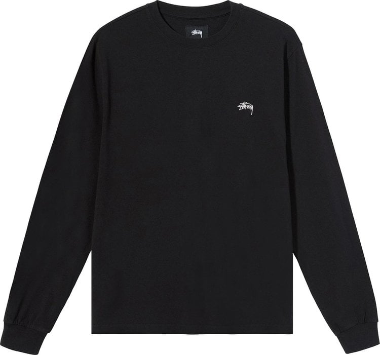 Stussy Stock Logo Long-Sleeve Crew 'Black', black