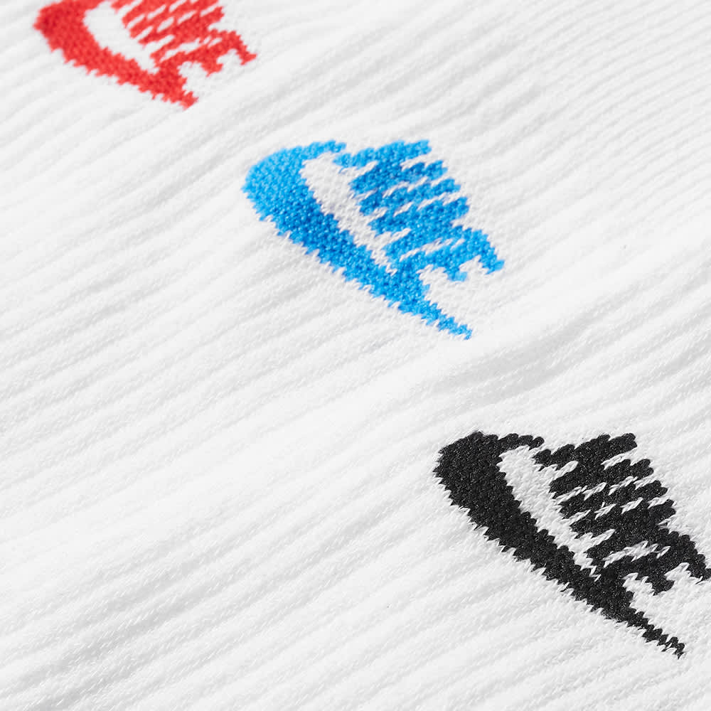 Nike Everyday Essential 3 Pack Long Socks, White/Multi-Color