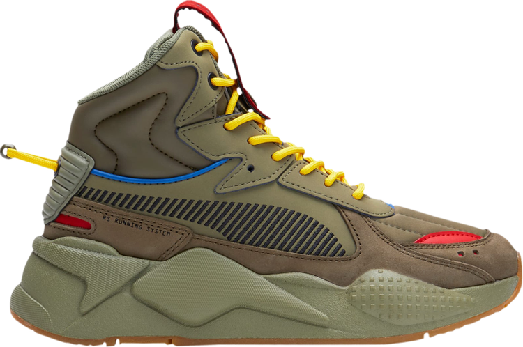 حذاء رياضي Puma RS-X Mid Militia Jr باللون الأخضر الداكن، أخضر