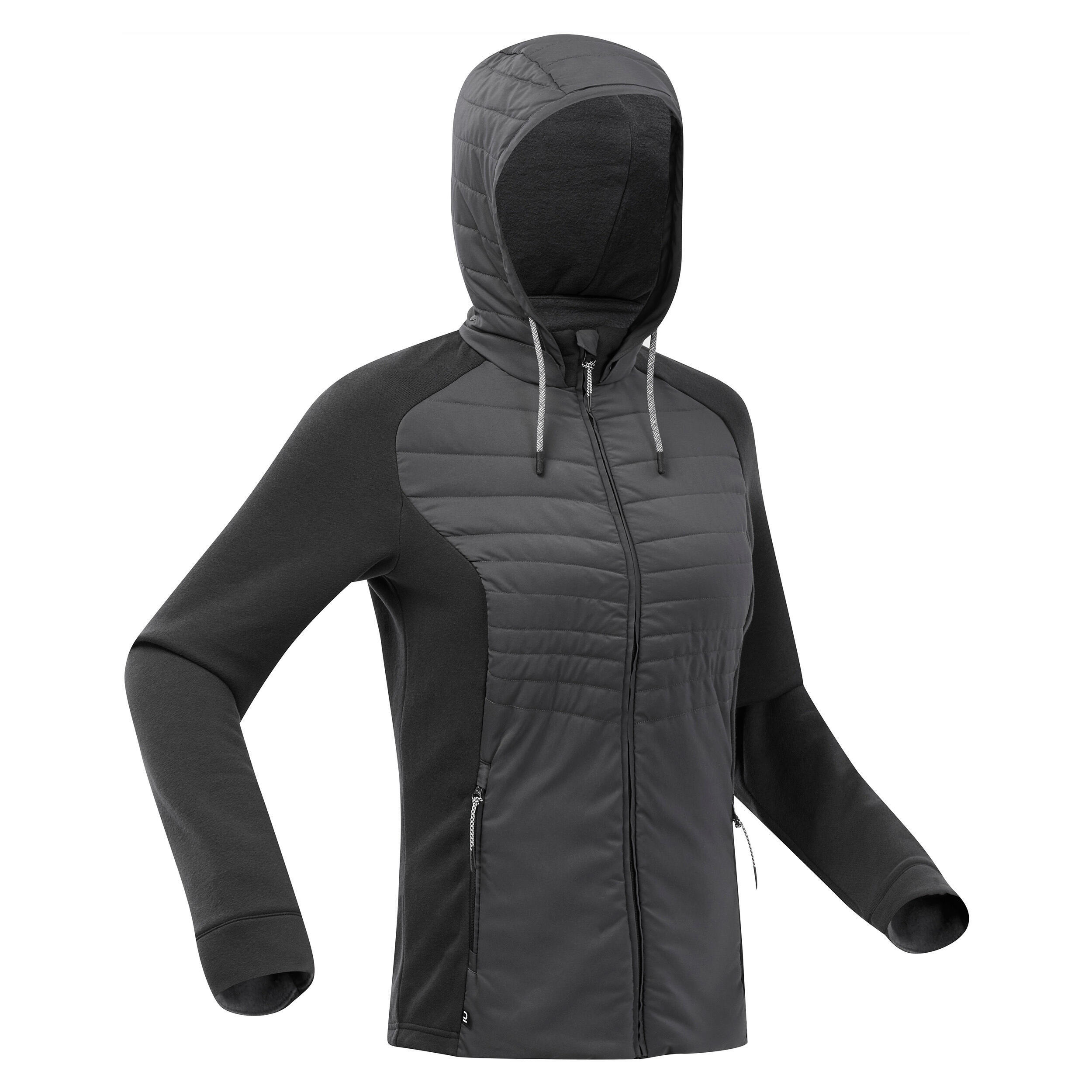 Women's hiking sweatshirt Quechua NH500 with hood, black/gray