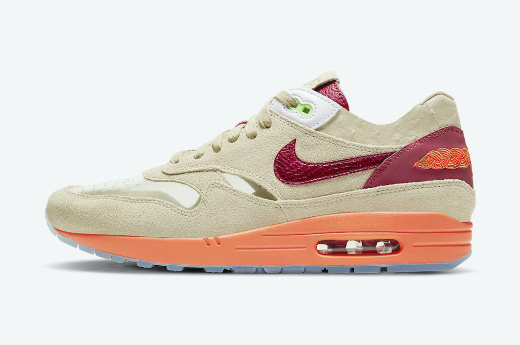 حذاء رياضي Nike CLOT x Air Max 1 'Kiss of Death' 2021، باللون البيج