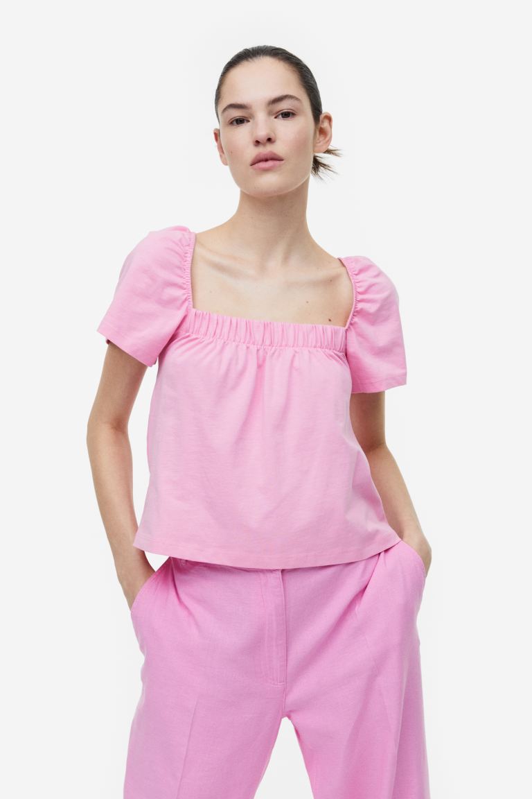 H&M Square Neck Top, Light Pink