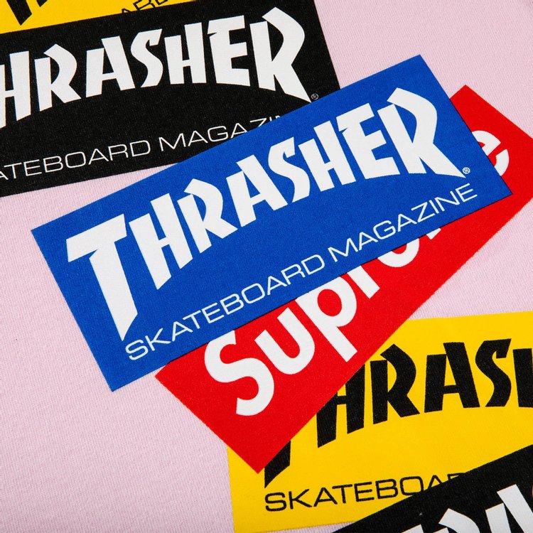 تي شيرت Supreme x Thrasher Multi Logo بأكمام طويلة "وردي فاتح"، وردي