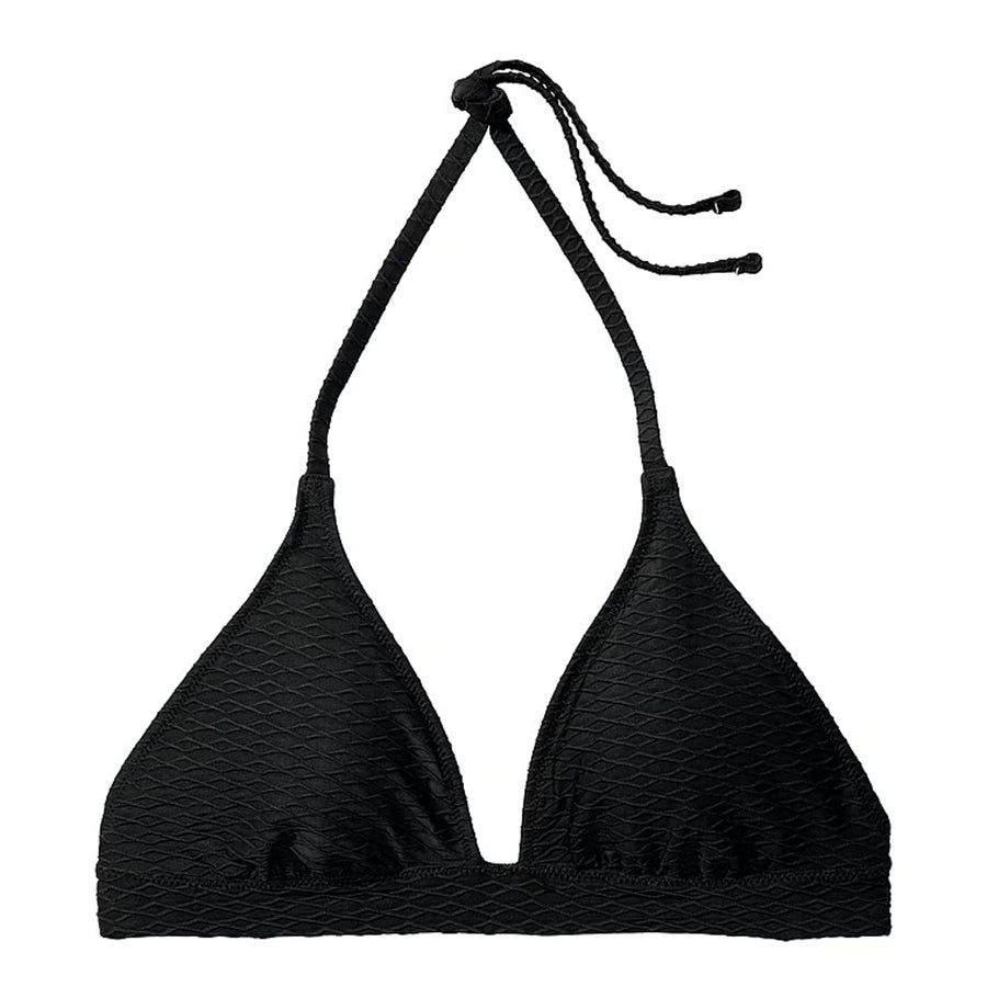 Victoria's Secret Swim Mix & Match Removable Push-Up Halter Fishnet Bikini Top, Black