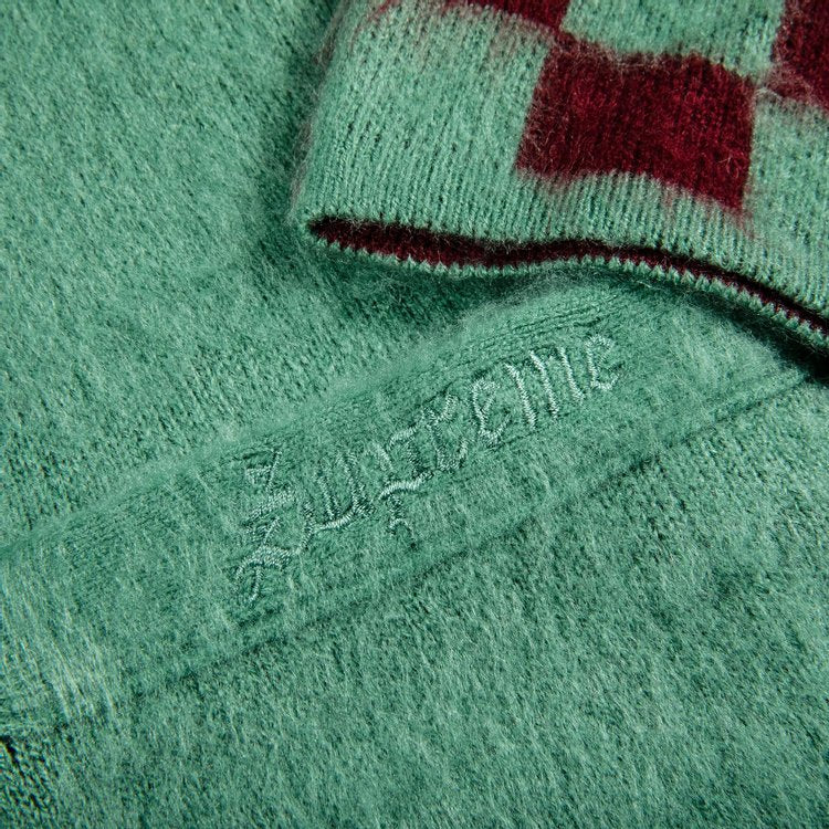 Supreme Brushed Checkerboard Cardigan Mint, green