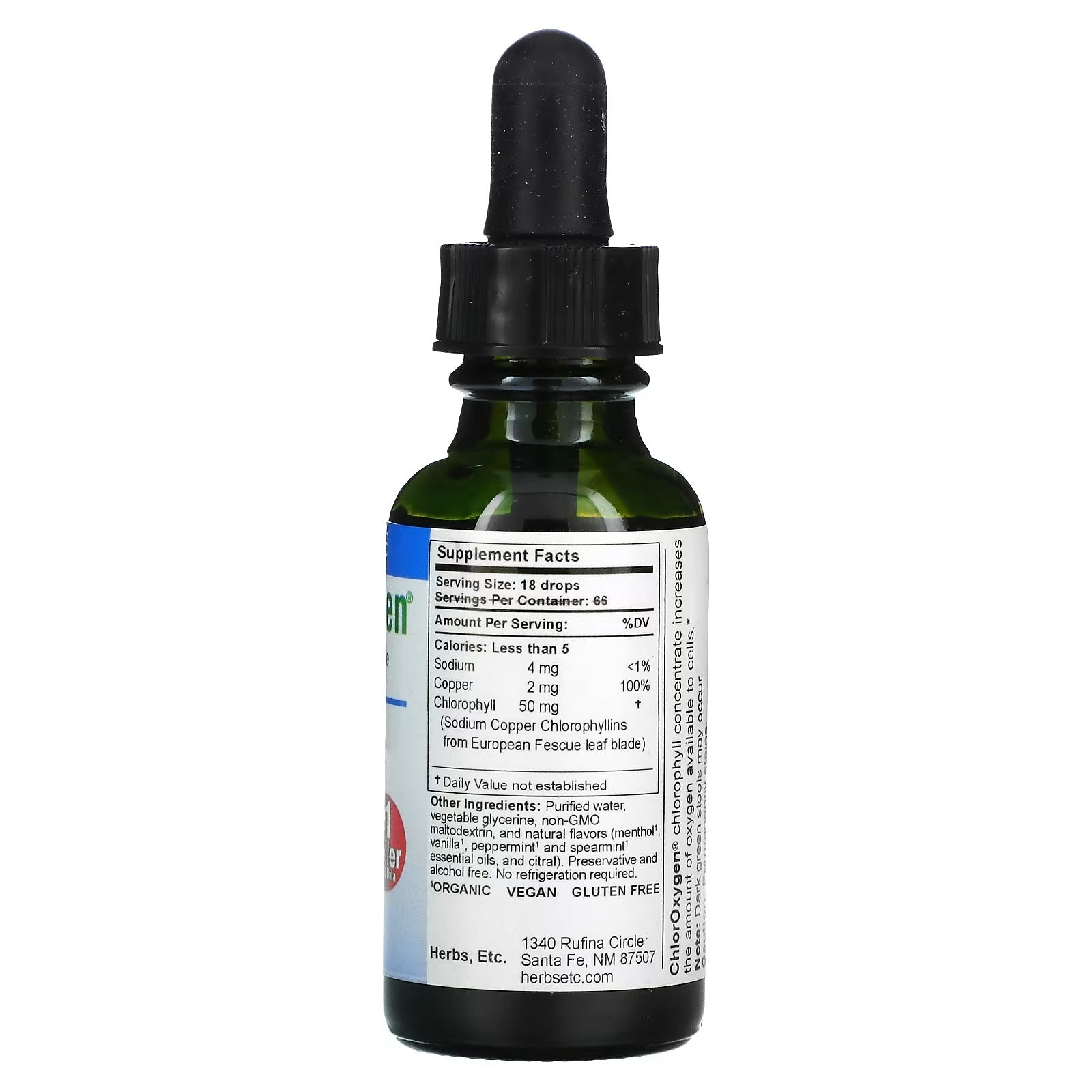 Herbs Etc., ChlorOxygen, chlorophyll concentrate, alcohol-free, mint flavor, 29.5 ml