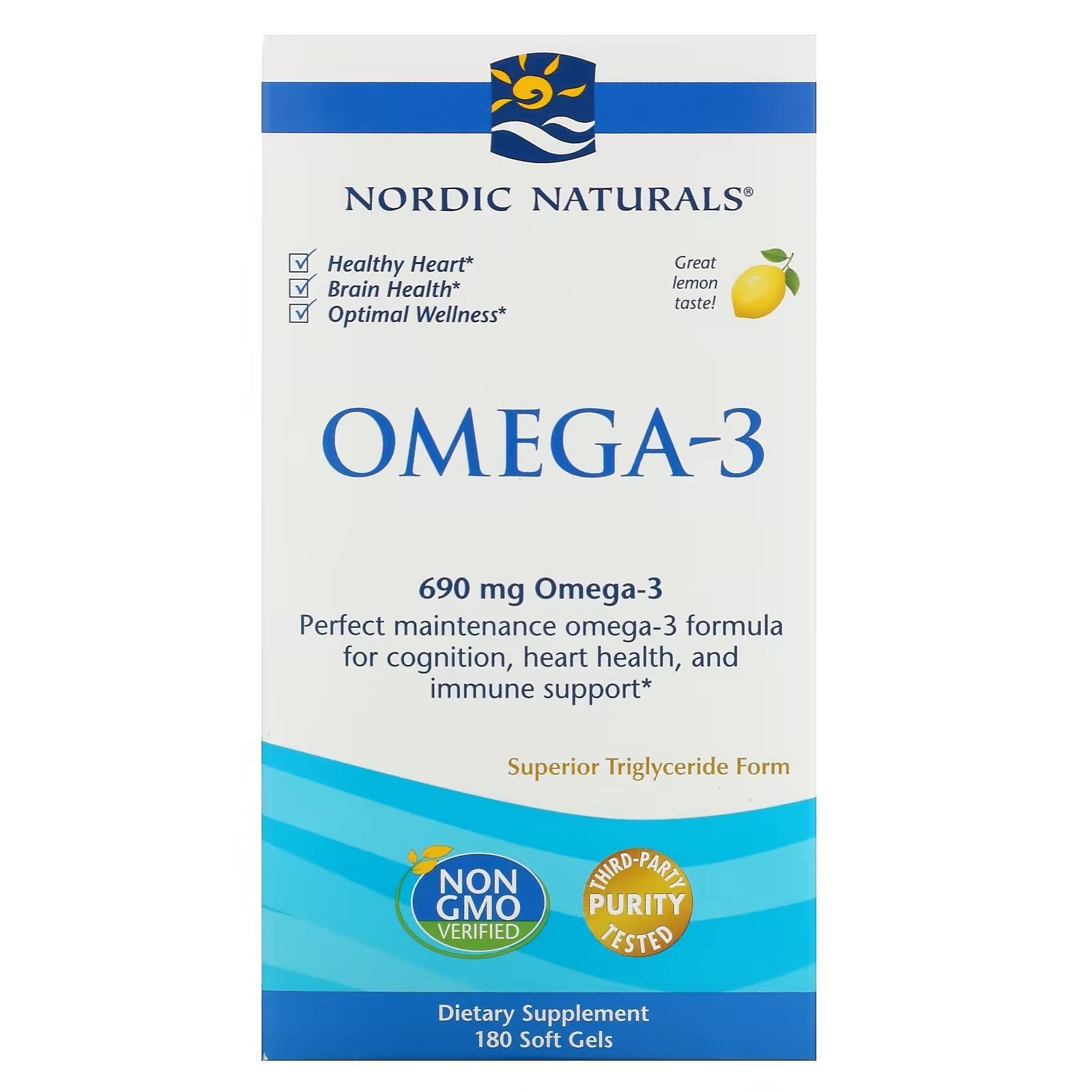 Nordic Naturals، أوميجا 3، ليمون، 345 مجم، 180 كبسولة