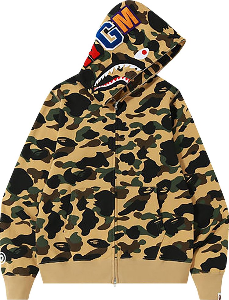 هودي بسحاب كامل من BAPE 1st Camo Shark باللون الأصفر