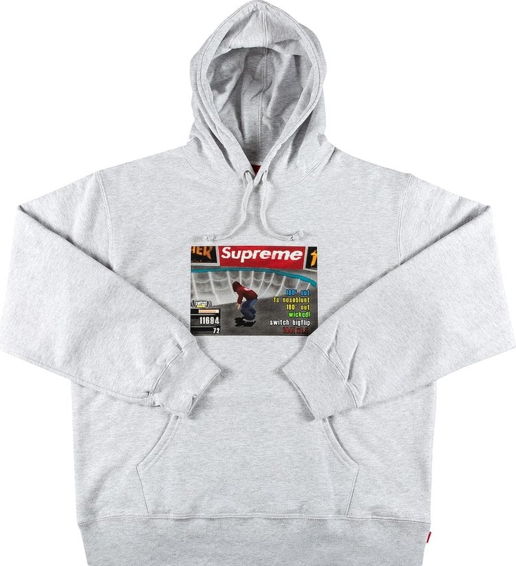 سويت شيرت Supreme x Thrasher بغطاء رأس "Ash Grey"، رمادي