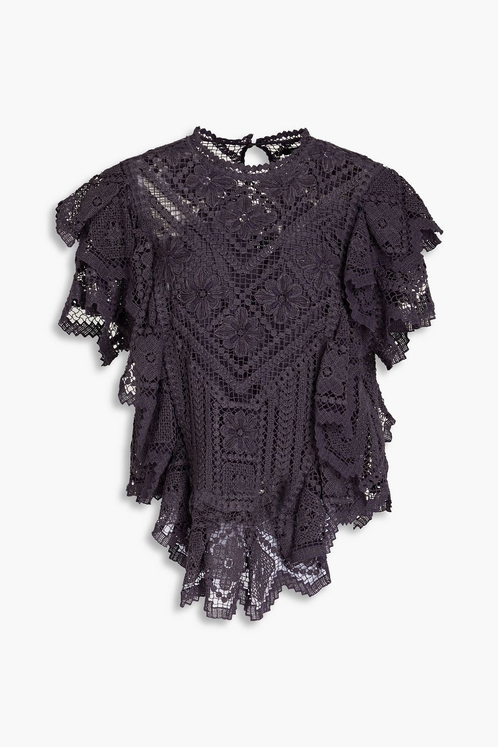 Zainos Cotton Crochet Ruffle Blouse. ISABEL MARANT, purple