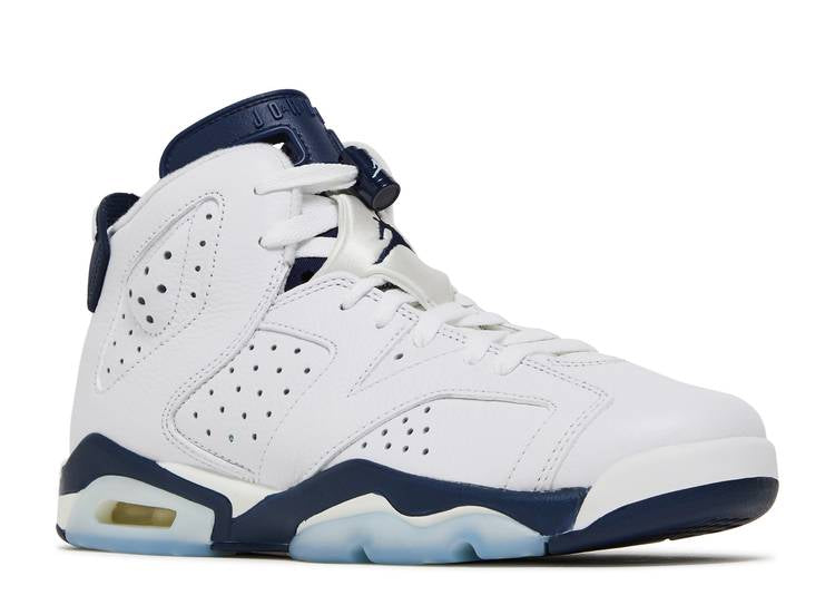 حذاء رياضي AIR JORDAN 6 RETRO GS 'MIDNIGHT NAVY' 2022، باللون الأبيض