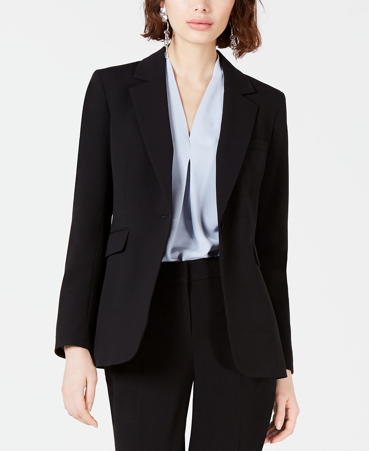 Women's jacket with stand-up collar with one button Bar III, black