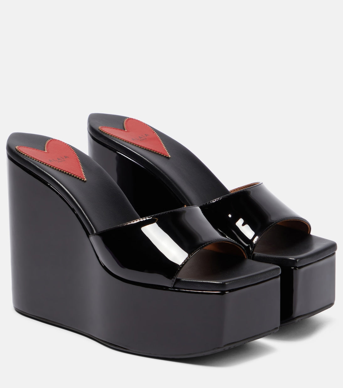 Alaïa patent leather wedge mules, black